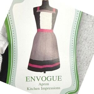 ENVOGUE Apron Cotton Ruffle Smocked Bib Hot Pink OS rockabilly Barbie feminine